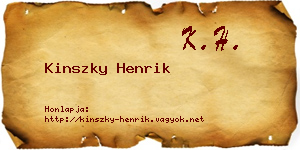 Kinszky Henrik névjegykártya